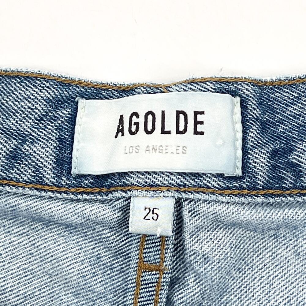 AGOLDE 90s Pinch Waist Jeans Women’s Size 25 Ruminate Distressed Raw Hem Denim - Picture 5 of 7
